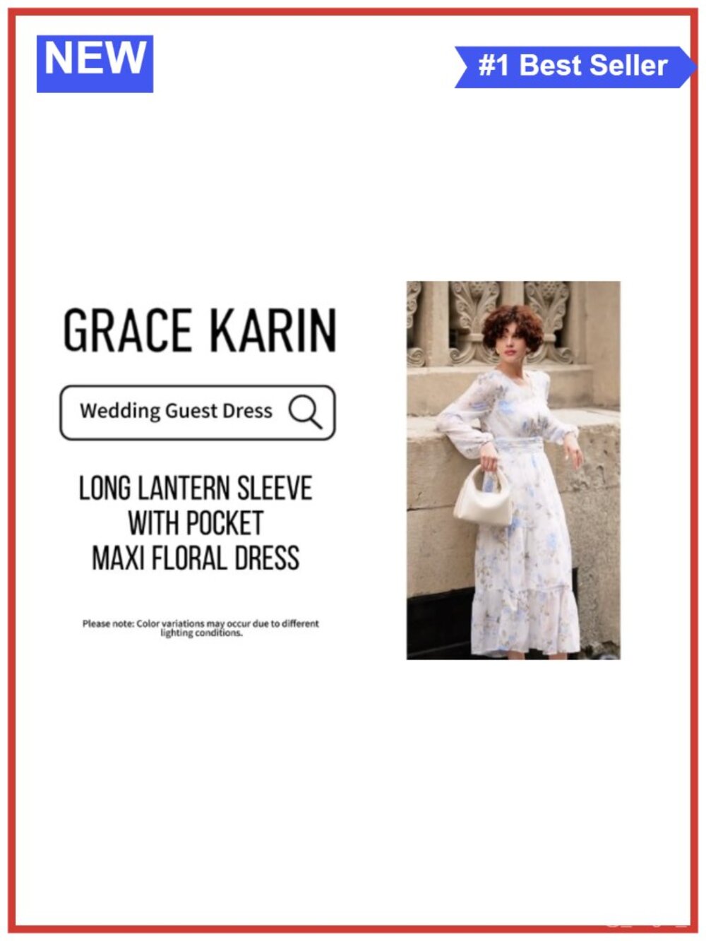 Floral Maxi Dress V-Neck Lantern Sleeve Formal Wedding Guest Long Sleeve - Picture 6 of 6